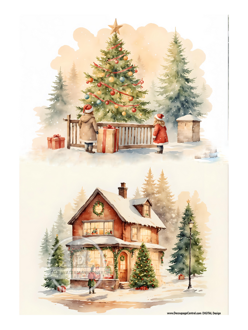 DIGITAL IMAGE: Christmas Scene. Instant Download