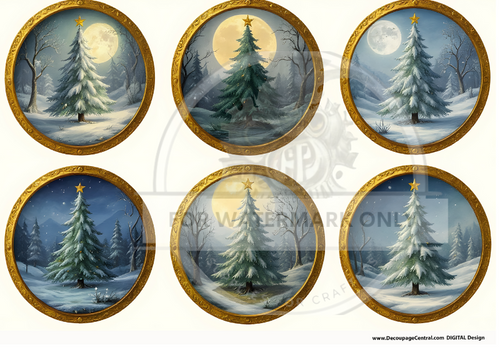 DIGITAL IMAGE: Digital Christmas Tree Circles