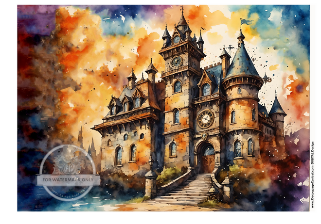 DIGITAL IMAGE: Colorful Castles Instant Download