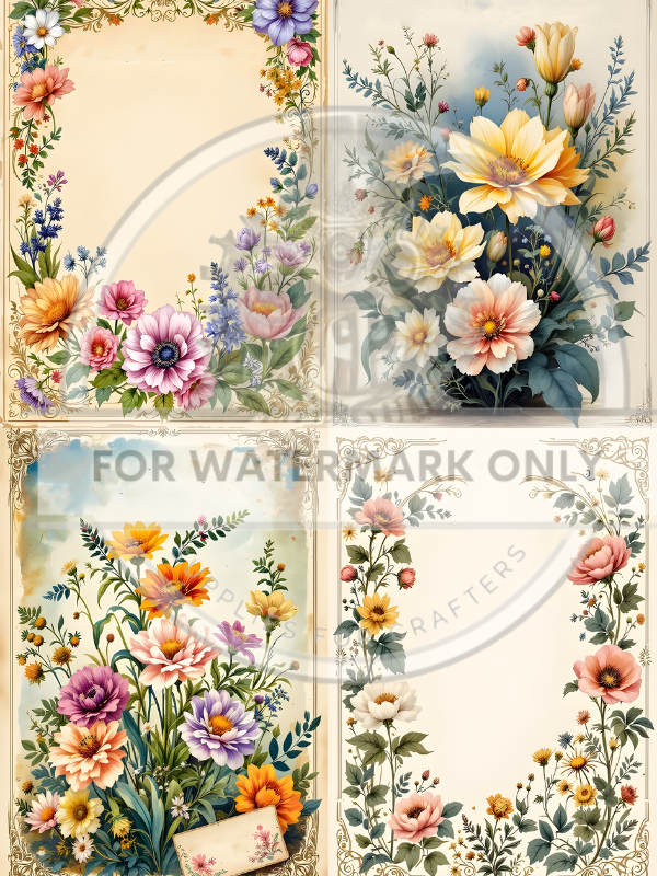DIGITAL IMAGE: Flower Frame Quad