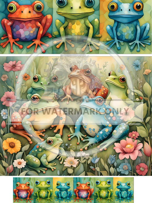 DIGITAL IMAGE:  Colorful Frogs