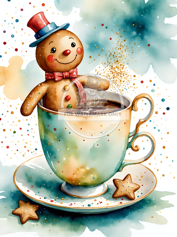 DIGITAL IMAGE:Gingerbread Hot Tub  Instant Download