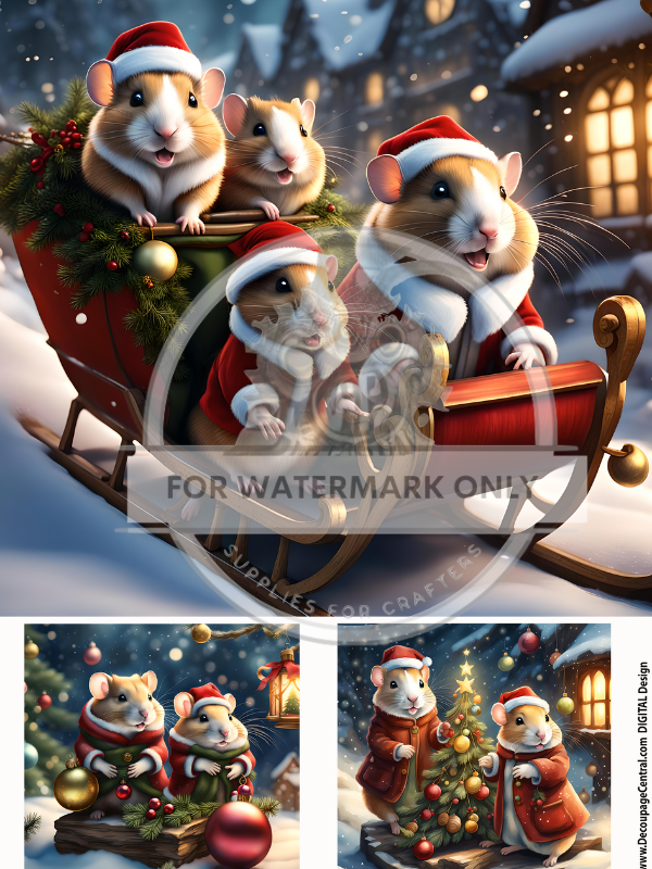 DIGITAL IMAGE:Christmas Hamsters Instant Download