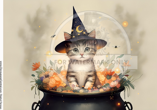 DIGITAL IMAGE SET : BUSTED The Halloween Cat Set (2 pages including a main design/ background)