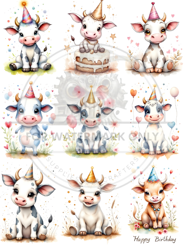 DIGITAL IMAGE: Birthday Cows