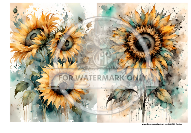 DIGITAL IMAGE: Modern Sunflower Instant Download
