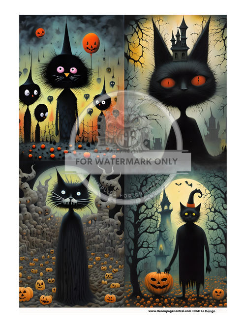 DIGITAL IMAGE: Nightmare Cats  Instant Download