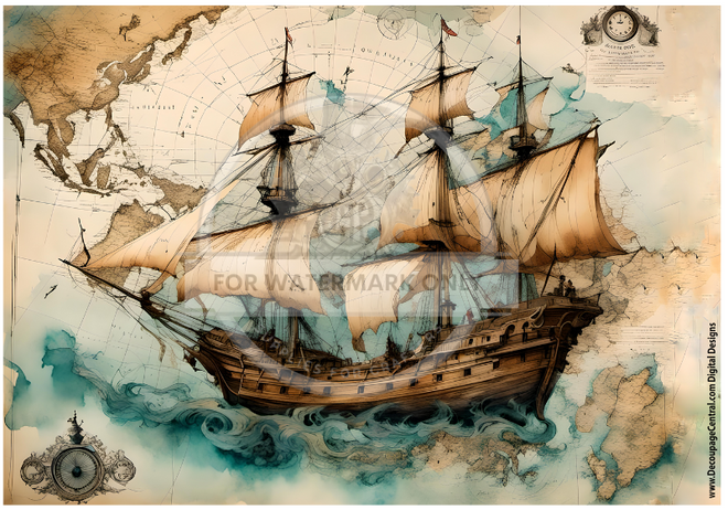 DIGITAL IMAGE: Old World Sailing Instant Download