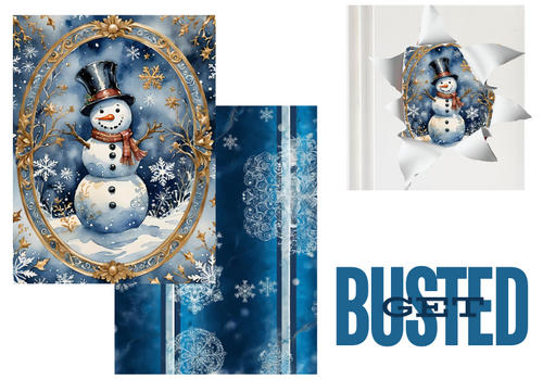 DIGITAL IMAGE SET : BUSTED Snowman Set (2 pages including a main design/ background)