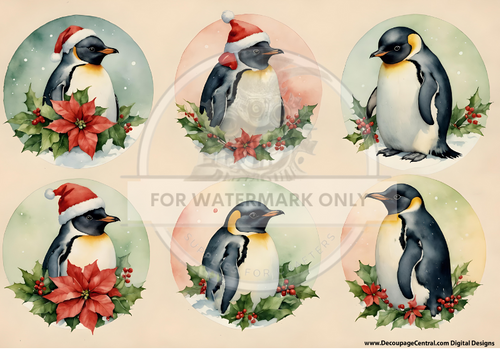 DIGITAL IMAGE: Penguins for Ornaments