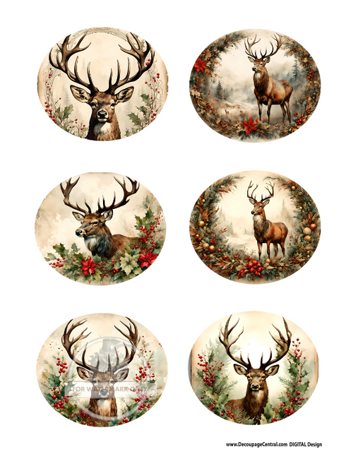 DIGITAL IMAGE: Ornament Stag Instant Download