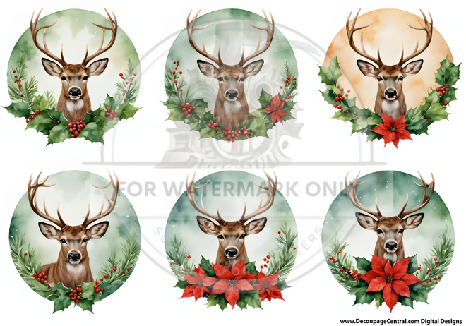 DIGITAL IMAGE: Stags for Ornaments