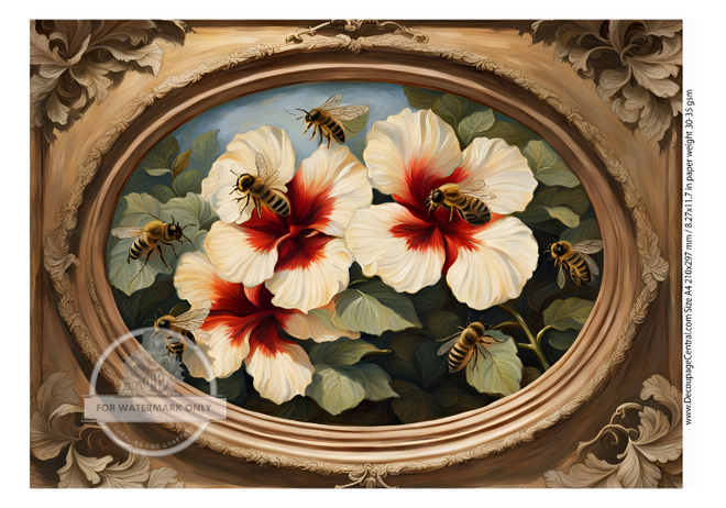 DIGITAL IMAGE: Pansies and Bee  Instant Download