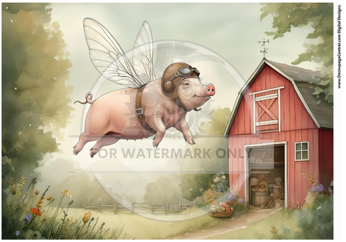 DIGITAL IMAGE: When Pigs Fly  Instant Download