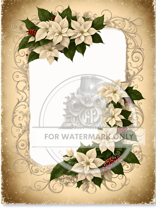 DIGITAL IMAGE: Poinsettia Borders. Instant Download