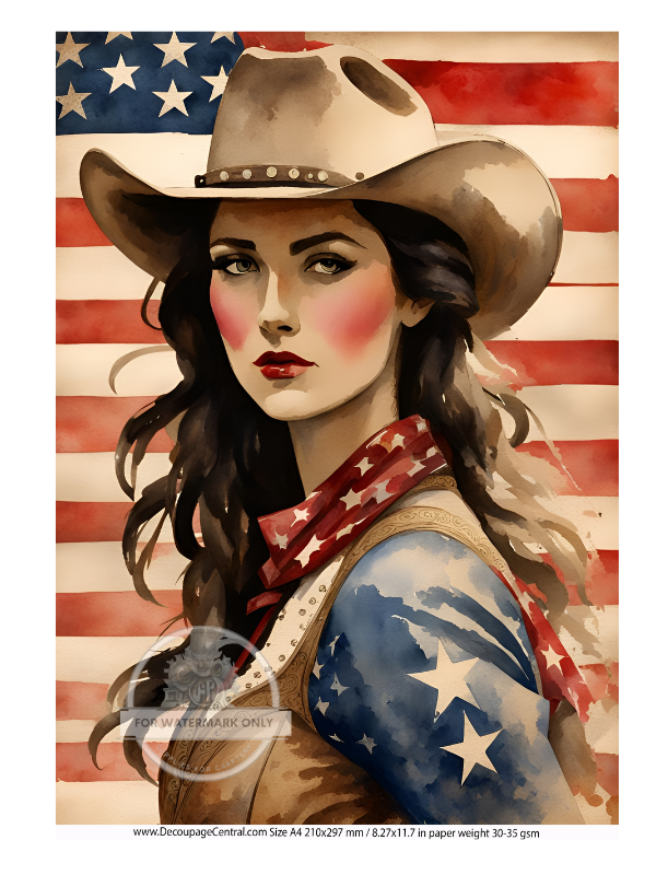 DIGITAL IMAGE:Red White and Cowgirl  Instant Download