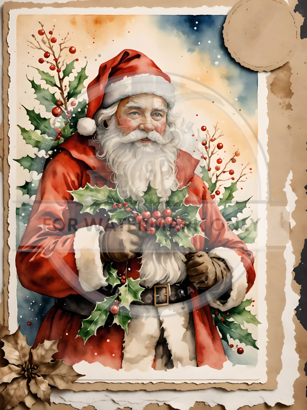 DIGITAL IMAGE: Santa Card Instant Download