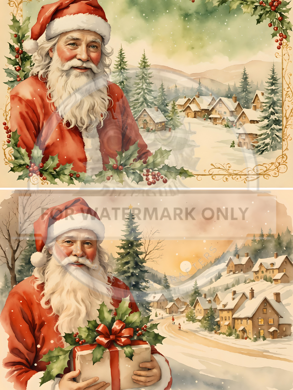 DIGITAL IMAGE:Vintage Santa Postcards Instant Download