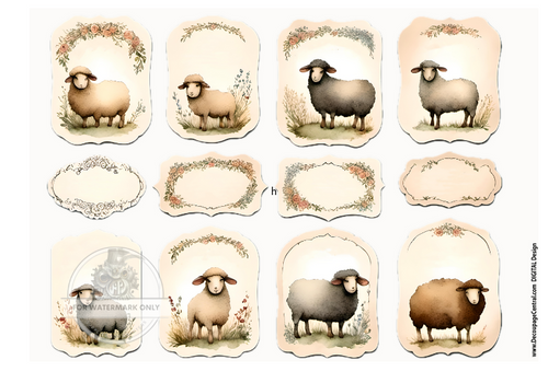 DIGITAL IMAGE: Sheep Labels Instant Download