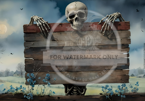 DIGITAL IMAGE SET : BUSTED Skeleton with Sign Set (2 pages including a main design/ background)