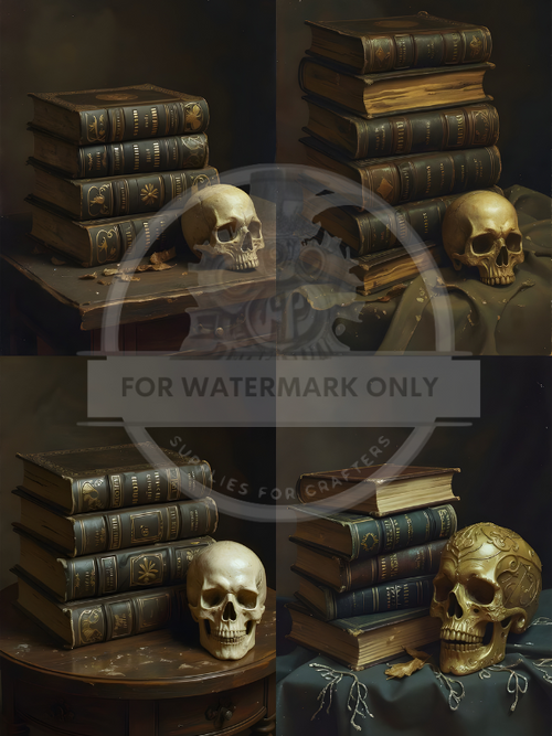 DIGITAL IMAGE: Digital Halloween Skull Quad