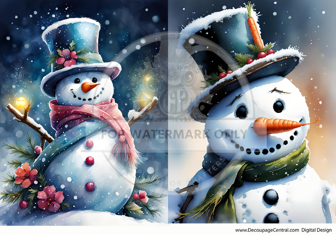 DIGITAL IMAGE: Snowman Duo