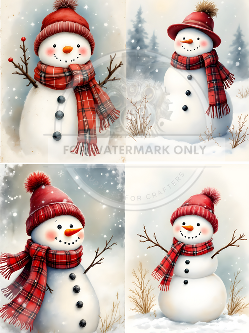 DIGITAL IMAGE: Snowman Quad Instant Download