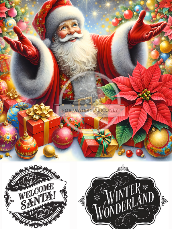 DIGITAL IMAGE: Sparkly Santa Instant Download