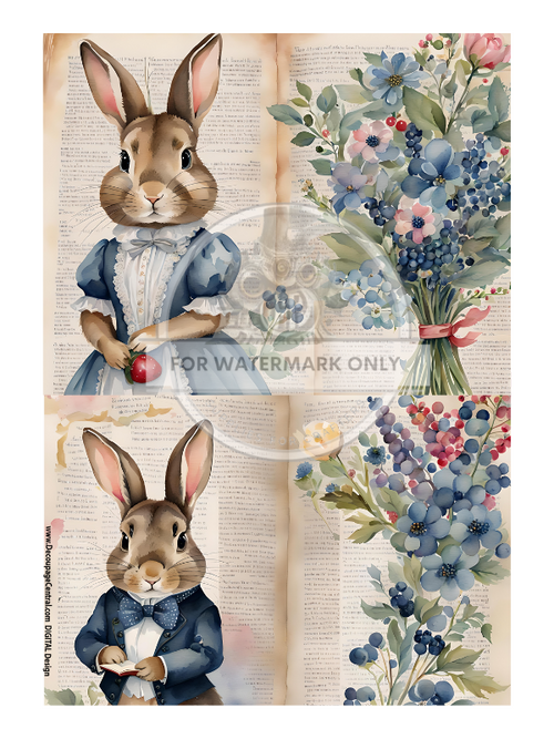 DIGITAL IMAGE: Summer Bunny Instant Download