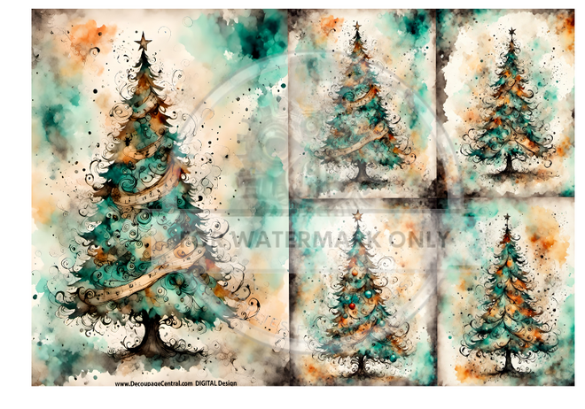 DIGITAL IMAGE: Whimsical Christmas Tree Instant Download
