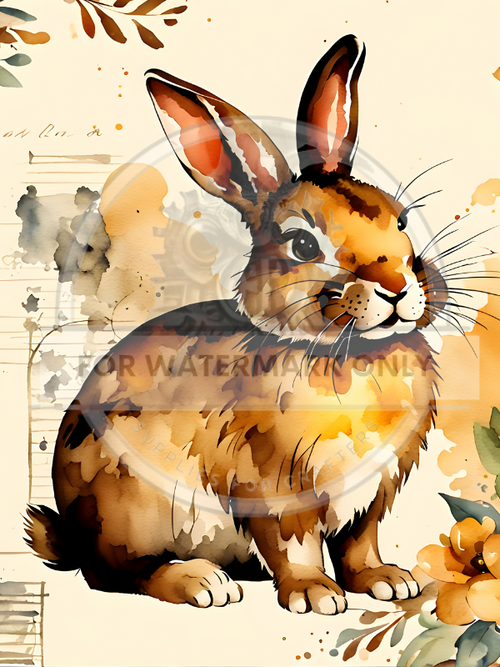 DIGITAL IMAGE:Watercolor Bunny