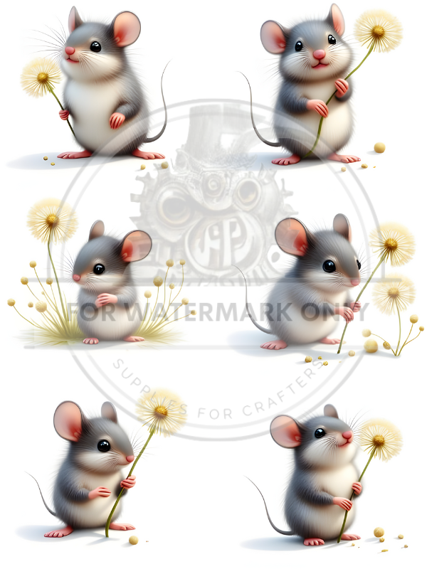 DIGITAL IMAGE:  Mouse with Dandelion