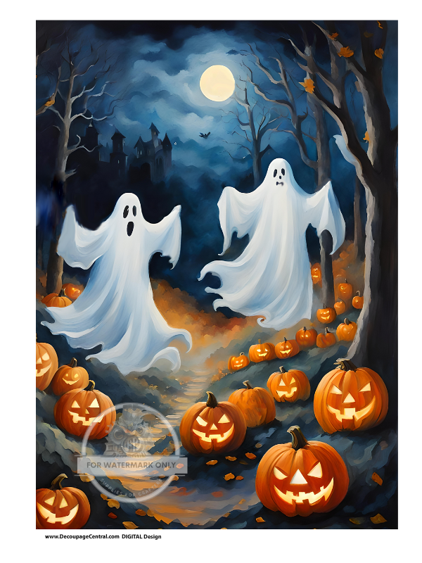 DIGITAL IMAGE: Halloween Ghosts Instant Download