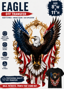 American Eagle Patriotic DTF Iron-On Transfer – Large Size