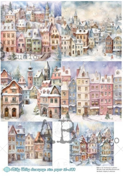 A4 Christmas Village  Rice Paper, Milky Valley ID144