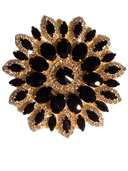 Starburst Rhinestone Medallion | black on gold | 4 Inch