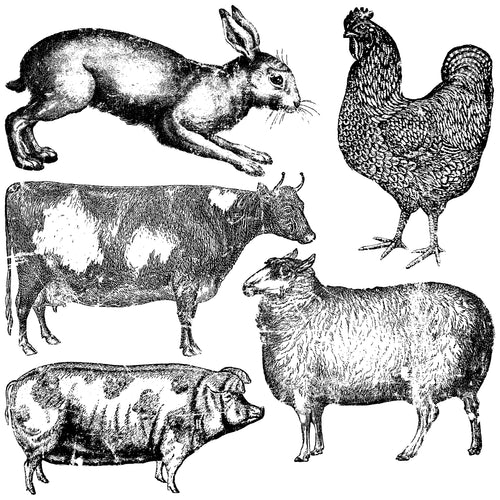 IOD Farm Animals, Stamp Collection 12"x 12"