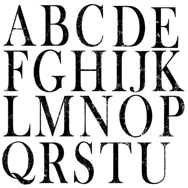 IOD TYPESETTING Alphabet Stamp Collection 12"x 12" 2 sheet set