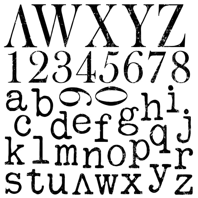 IOD TYPESETTING Alphabet Stamp Collection 12"x 12" 2 sheet set