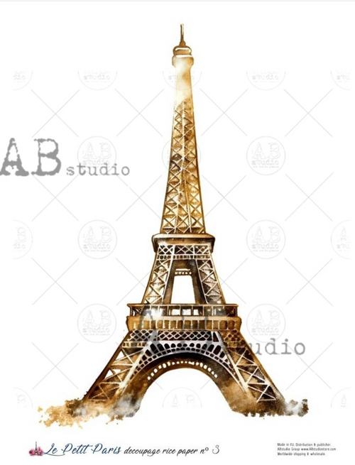 A4 LPP  Gold Eiffel Tower Rice Paper Le Petit Paris 3