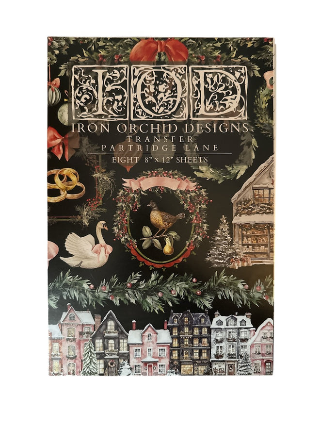IOD Partridge Lane Rub on Christmas Transfer , Rub on Transfer 12" x 8" Pad.