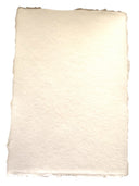 5 SHEETS WHITE Handmade Cotton 5.75" x 8.25" Rag & Recycled paper with fluffy deckle edges