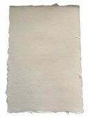5 SHEETS IVORY Handmade Cotton 5.75" x 8.25" Rag & Recycled paper with fluffy deckle edges