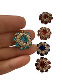 Vintage Style Rhinestone Button Covers – Set of 6 Assorted Colors