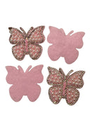 Pearl &  Rhinestone Butterfly Appliques PINK – 4 Pack