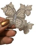 Pearl &  Rhinestone Butterfly Appliques WHITE – 4 Pack