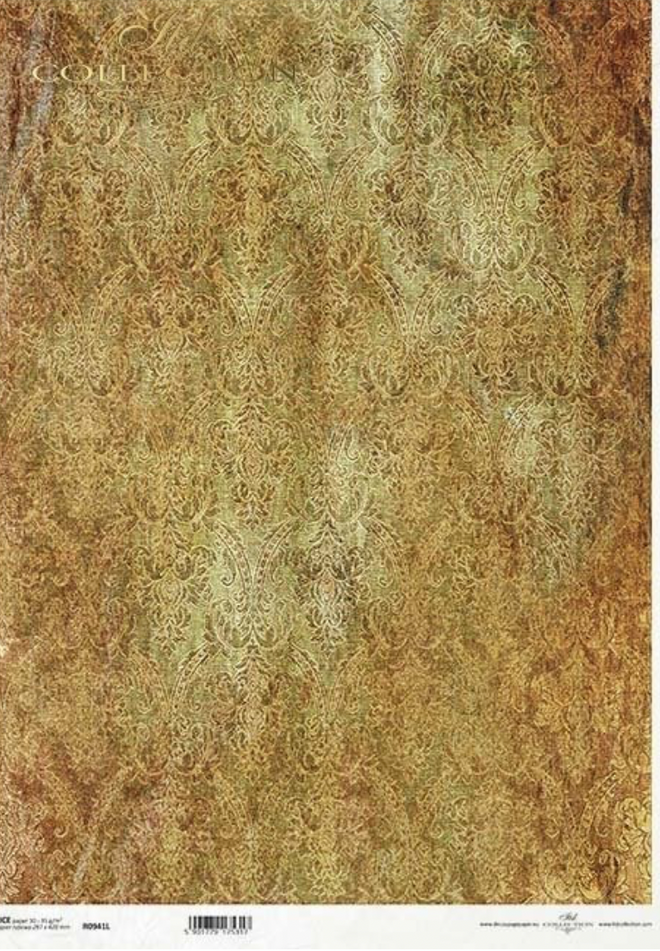 A3 ITD Gold Vintage Tapestry Background Decoupage Paper R0941L