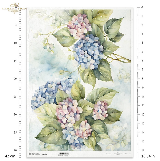 A3 ITD Hydrangea Duo Decoupage Paper R1297L