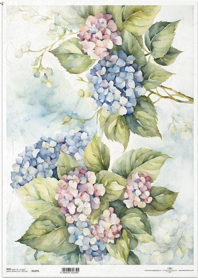 A3 ITD Hydrangea Duo Decoupage Paper R1297L