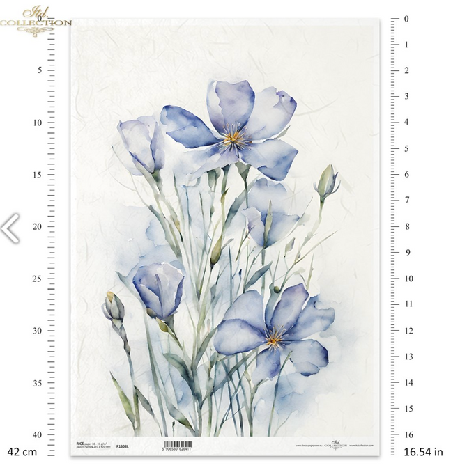 A3 ITD Blue FlaxDecoupage Paper R1308L